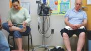 Patients at the BHCHP foot clinic, where other basic services, such as blood-pressure and diabetes checks, are available as well. 