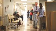O’Connell on duty at one of the Boston Health Care for the Homeless Program clinics