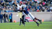 Despite the efforts of Yale linebacker Victor Egu, Crimson quarterback Scott Hosch ’16 managed a flip to freshman receiver Justice Shelton-Mosley, who took the ball the rest of the way. The 35-yard touchdown gave Harvard a 14-7 second-quarter lead in The Game.