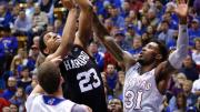 Weisner Perez ’19 led Harvard with 15 points against Kansas and was named the Ivy League Rookie of the Week.