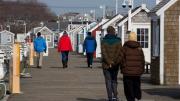 Winter walkers on Provincetown pier