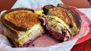 Hot pastrami sandwich at Far Land Provisions