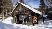 Harvard Mount Washington cabin in the snow 