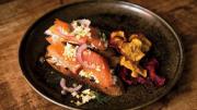 open-faced smoked salmon sandwich