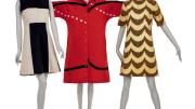 Modern shifts in black and white, red and black, and yellow and brown with geometric patterns 