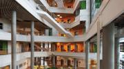 A photograph of the building’s main eight-story atrium, which allows light to reach deep into the building.