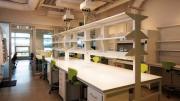 A photo of one of the new laboratories, with large glass windows for natural light