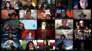 A Zoom screen shot of multiple Harvard student members of the College radio station, WHRB
