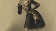 A portrait of ballerina Pauline Leroux in Scottish attire