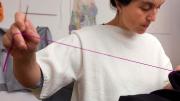 Celia Pym at work with a needle and thread