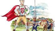 Illustration of a collegiate hero, per Theodore Roosevelt in 1907
