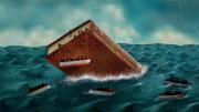 Illustration of book like a sinking ship, emblematic of problems in the humanities