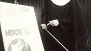 Elizabeth Franz, in the title role of Durang’s 1980 play <em>Sister Mary Ignatius Explains It All for You</em>, lays out some Roman Catholic cosmology. Franz and Durang both won Obie awards.