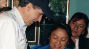 Julio Frenk, as Mexico’s minister of health, administers oral polio vaccine to a baby in a rural  community during National Health Week in 2005.