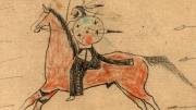 Detail from a ledger drawing by an unknown Plains Indian warrior, circa 1865, on exhibit at the Peabody Museum