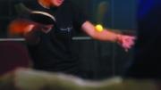 "Two-winged looper" Kyna Fong demonstrates her topspin backhand.