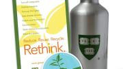 The consciousness-raising during Harvard&rsquo;s Sustainability Celebration included lots of giveaways, among them green-themed T-shirts and, from left to right, magnets, stickers, and water bottles.