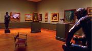 From left: Aristide Maillol, Île de France; Claude Monet, The Gare Saint-Lazare: Arrival of a Train; Monet, Red Boats, Argenteuil; Pablo Picasso, Woman with a Chignon; Paul Gauguin, Poèmes Barbares; Georges Seurat, Vase of Flowers and Seated Figures, Study for "A Sunday Afternoon on the Island of the Grande Jatte"; Paul Cézanne, Still Life with Commode; Edgar Degas, Grande Arabesque, Third Time; Picasso, Mother and Child; Charles Despiau, Seated Man, Statue for a Monument to Mayrisch.
