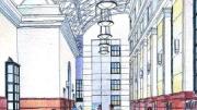 Two reading rooms have been created in what were formerly the Widener light courts. Both are within the stack perimeter. Right, the east reading room, where valuable books will be brought to patrons for use in a supervised setting, as in the reading room at Houghton Library.
