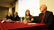 Amy Oster (second from right) and Stephen Kosslyn (right)
