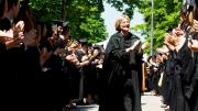 Photograph by Jim Harrison May 25, 2010 - President Drew Faust arrives for the Baccalaureate service.