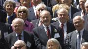 June 3, 2009: Members of the reunion class of 1954, including former Harvard Magazine editor John Bethell (second row from bottom, center)