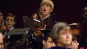 The Commencement Choir performed during the exercises. The soloist here is Allan Bradley ’11.