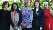 "Feminism: Then and Now" panelists, from L to R: Susan Faludi, Priyamvada Natarajan, Nell Irvin Painter, Diana Scott, Susan McHenry
