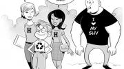 The winning entry in Harvard’s 2008 environmental cartoon contest, created by Matt Smith, a staff member at the Fine Arts Library