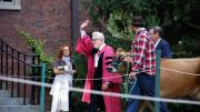 Cox leads the way as the festivities shift from the Yard to the Divinity School. For more images, visit the Harvard Divinity School website.
