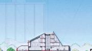 In this rendering of Renzo Piano’s plan for renovating the Fogg Art Museum, the study centers are visible on the fifth and sixth floors. Also shown are the museum’s two entrances: the existing one from Quincy Street on the left, and a new entryway from Prescott Street on the right.