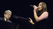 Thomas Lauderdale ’92 and China Forbes ’92, both of Pink Martini, entertained and amused the audience in Sanders Theatre.