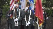 At the end of the installation ceremonies, a color guard of Harvard ROTC cadets led the parties from the stage in front of Memorial Church.