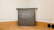 Richard Serra, Untitled (Corner Prop Piece), 1969. Lead plate and lead pole rolled around one inch steel pipe; plate: 121.9 x 121.9 cm; pole: 151.8 cm, diam.: 7.6 cm