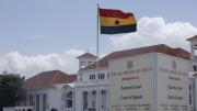 The Ghanaian flag flies above the Judicial Services headquarters in Accra