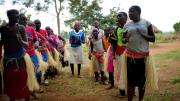 The children perform traditional Ugandan dances to welcome visitors to the orphanage.