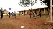 Playing basketball on the orphanage grounds