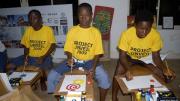 Camp participants Damola Ogunbile, Hammed Suliyat, and David Alice. As the name for her suite of programs—the camp, preparatory activities, and an academic-year after-school program—Johnson chose Project Unveil, a reference to education’s power to help the girls envision their life prospects broadly. Says Johnson: “We want to open their eyes to see that it doesn’t matter where you’re coming from; it’s where you’re going to.”