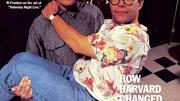 The July-August 1992 issue of <em>Harvard Magazine</em> featured Jim Downey and Al Franken on the set of "Saturday Night Live"