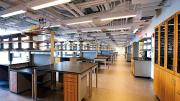 The labs in the building are unusually flexible. Instead of air pipes affixed to a wall, for example, hoses drop down from the ceiling. The desks and tables, rather than remaining bolted to the floor, can be readily reconfigured to suit researchers&rsquo; needs.