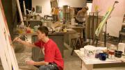Student artists at work in the Carpenter Center.