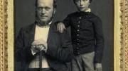 Henry James Sr. poses with his son Henry Jr. at Mathew Brady&rsquo;s studio in New York City, 1854.