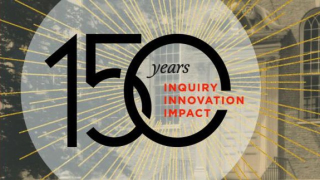Logo that reads, "150 Years, Inquiry, Innovation, Impact"