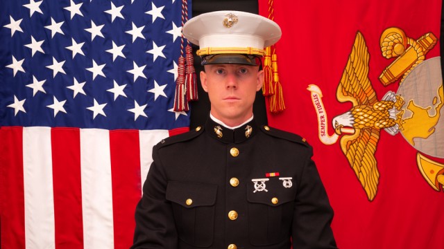 William Tamplin in his Marine Corps dress blues uniform