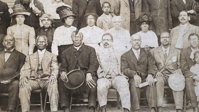 William Monroe Trotter (first row, fifth from right) with other leaders of the Liberty League, circa 1918