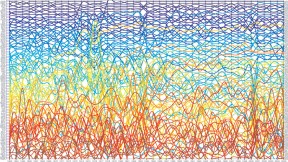 The complexity of nations’ economies changes over time. César Hidalgo used network science to graph the phenomenon, as shown below for 99 nations between the years 1963 and 2005.