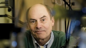 Louis Kunkel in  his laboratory at  Children’s Hospital