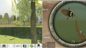 Graduate School of Education professors Tina Grotzer and Christopher Dede have designed virtual realities, such as the pond above, for students to explore as scientists: for example, by collecting data along the shoreline or underwater, via submarine.
