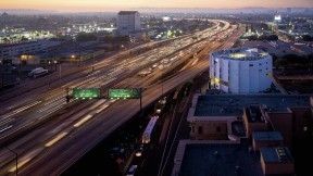Michael Maltzan Architecture&rsquo;s New Carver Apartments stands out against the busy Santa Monica Freeway.