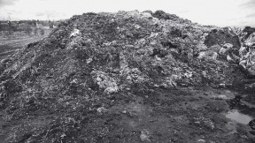 Historic photograph of heap of fabric scraps
